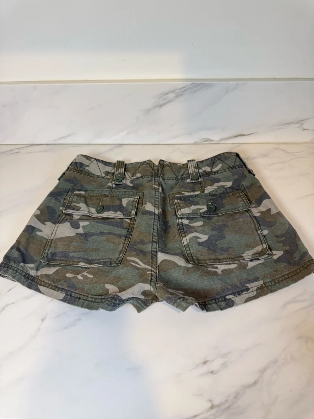Free people camo denim shorts